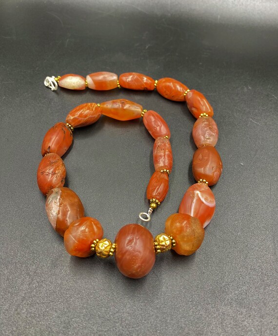 Old Ancient Indo Tibetan Carnelian Pema Raka Flat Amulet Prayer