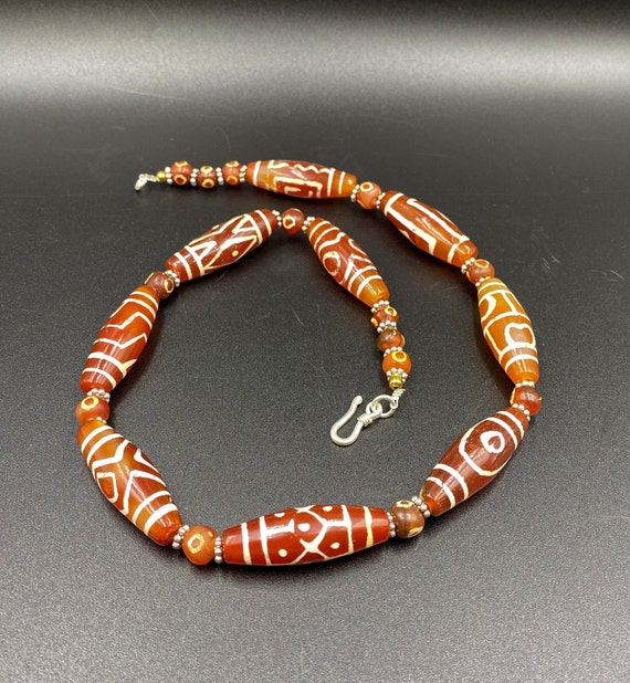 Etched Carnelian Beads Strand main image 0