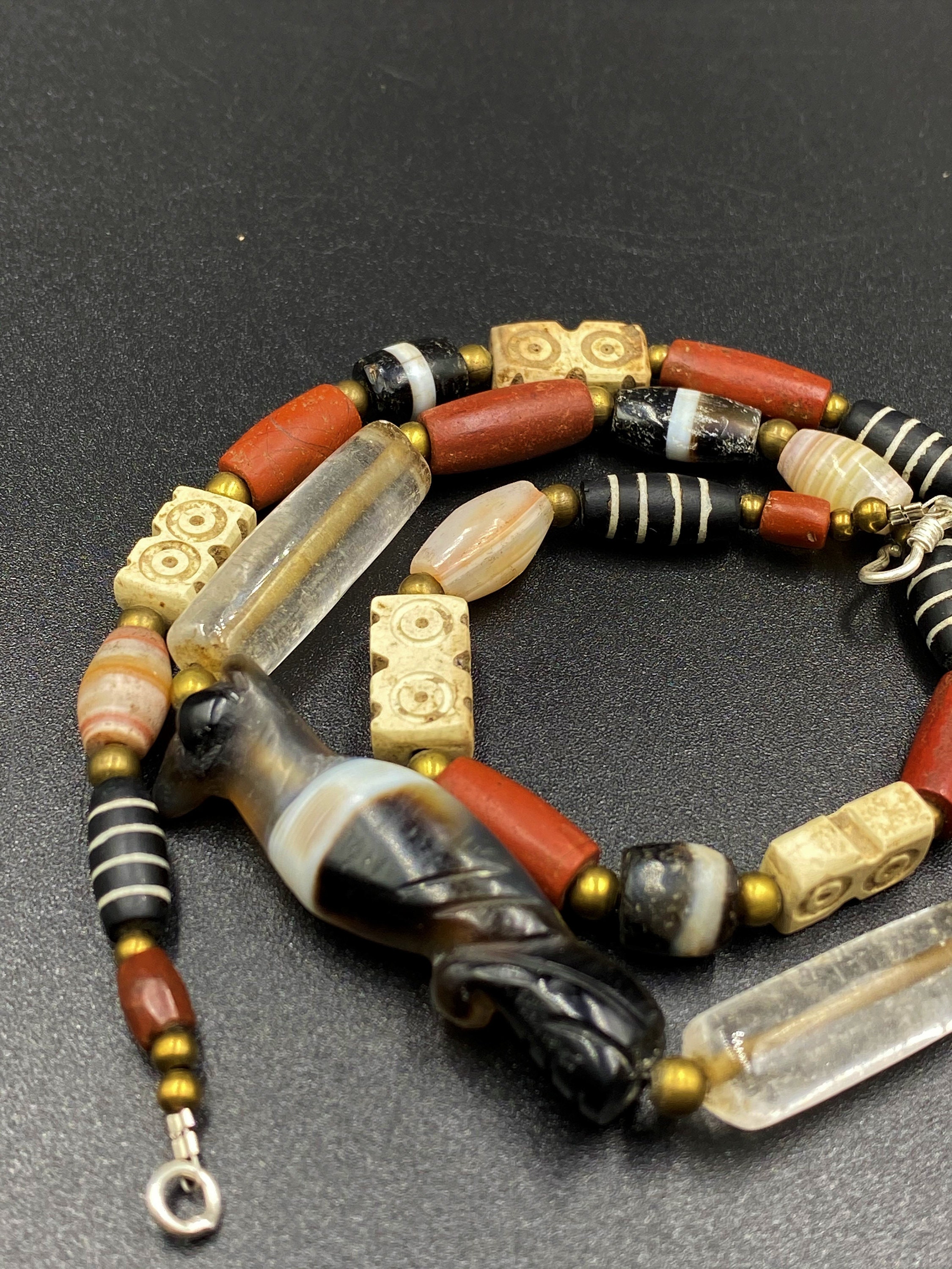 Old Antique Agate Beads Necklace From South East Asian - Etsy
