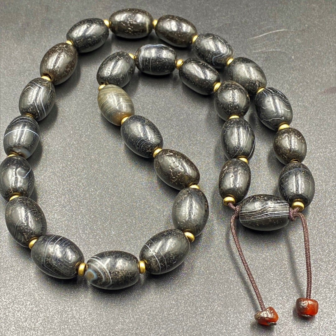 Vintage Mala of Banded Agate Beads - Etsy
