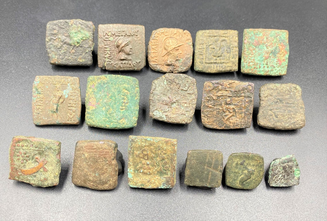 16 Square Ancient Greek Bronze Coins Antiquities Collectable Etsy UK