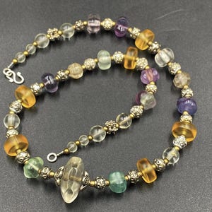 Vintage Gems Jewelry Crystals Amethyst Quartz Glass Old Antique Beads Necklace
