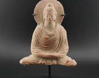 Estatua Escultura Figura de Buda Meditando Gandhara Arte Budista Amuleto