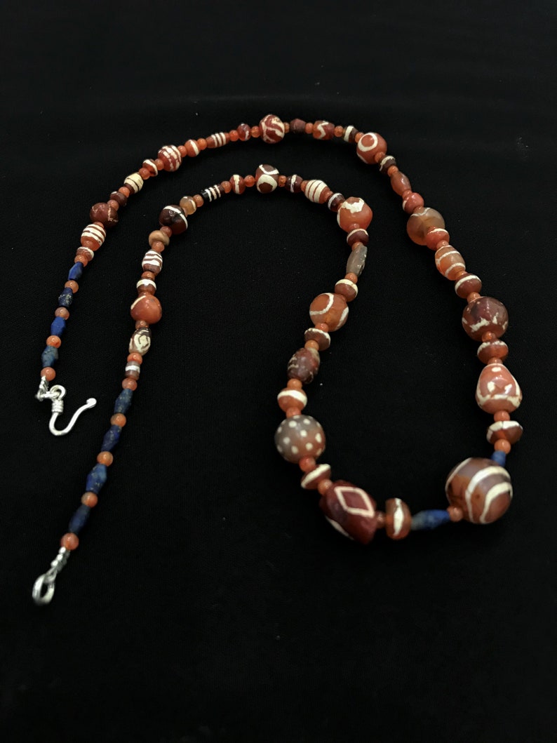 Burmese ancient Pyu etched burma bead carnelian necklace | Etsy