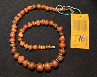 オールドDziビーズアンティーク カーネリアン管玉(50個) マーラーネックレス ジービーズ｜Chung Dzi Beads｜アンティークビーズ