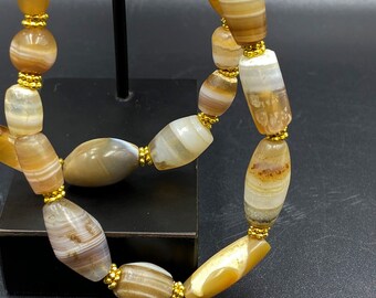 古い古代アンティークヒマラヤインドチベットソロマニ瑪瑙ビーズマーラ