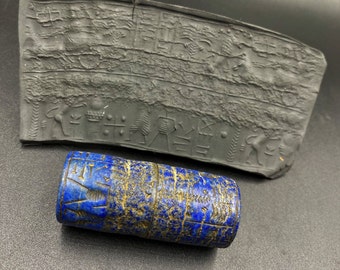 Old Antique Lapis Stone Intaglio Cylinder Seal Stamp Bead - Etsy