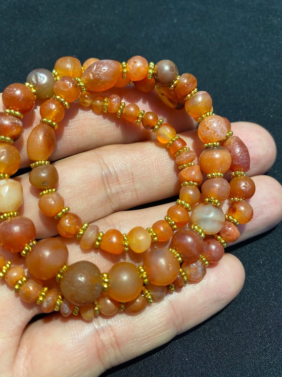 old antique carnelian beads mala necklace from an… - image 6