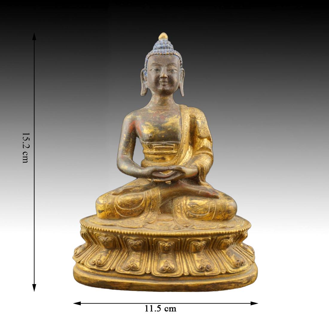 Himalayan Tibetan Gilt Bronze Figure of Amitayus Seated on a Double ...
