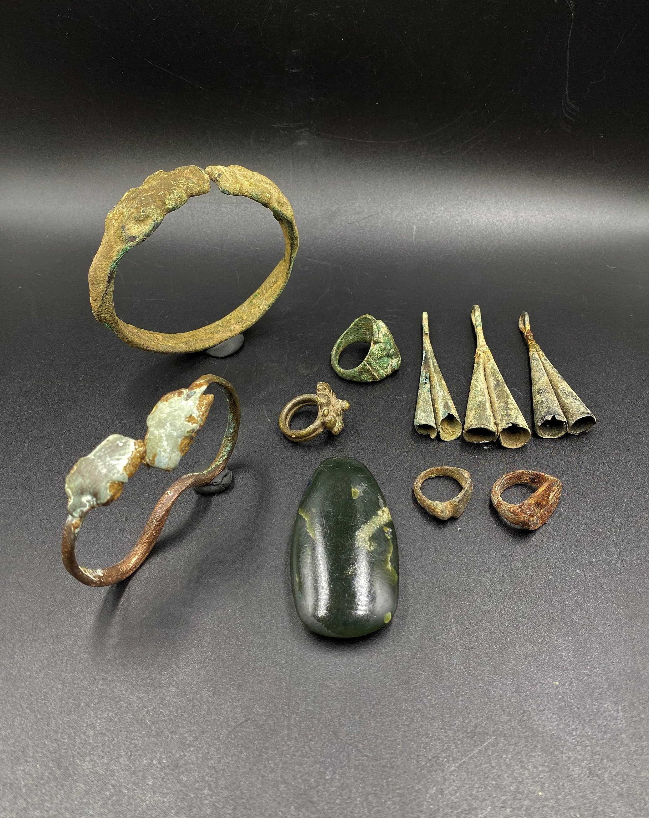 Ancient Bronze Age Antique Old Jewelry Rings , Bracelet , Earrings