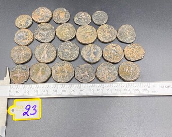 23 ロット アンティーク インド インド ギリシャ クシャン 青銅 銅貨幣