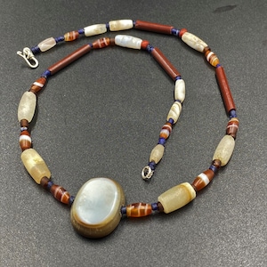 Antique old Indo Bactrian agate beads with magic eyes  luk mik ancient beads