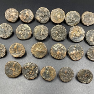 23 Lot Antique India Indo Greek Kushan Bronze Copper Currency Old Ancient Coins