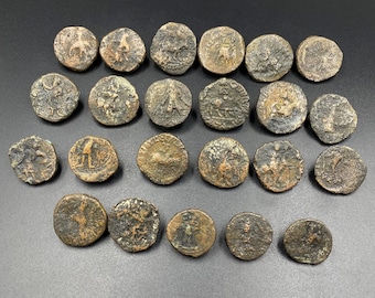23 ロット アンティーク インド インド ギリシャ クシャン 青銅 銅貨幣