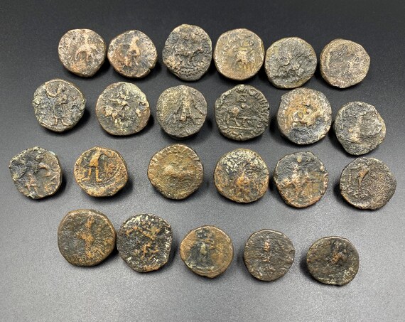 23 ロット アンティーク インド インド ギリシャ クシャン 青銅 銅貨幣