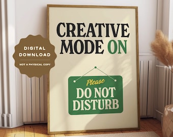 Creative wall art, Retro Creativity Inspiration poster, home office motivational wall art, printable gift for artists designers crafters