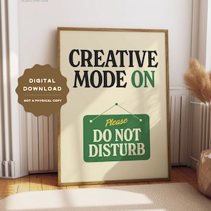 Creative wall art, Retro Creativity Inspiration poster, home office motivational wall art, printable gift for artists designers crafters