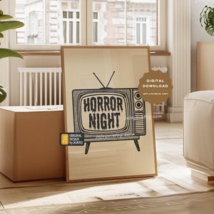 Horror Night Wand Kunst Druck, Retro Halloween Film Fan Poster, Horrorfilme Kunstdruck Geschenk für Gruselfilm Fanatiker, 80er Jahre Stil Kunst Dekor