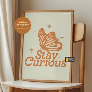 Arte de pared retro con mariposas curiosas, bonito póster luminoso para dormitorio, oficina, habitación infantil, regalo imprimible de explorador con alas de monarca para ella.