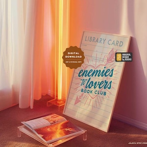 Bookish Enemies to Lovers Wall Art Retro Book Lover Poster Decor for ...