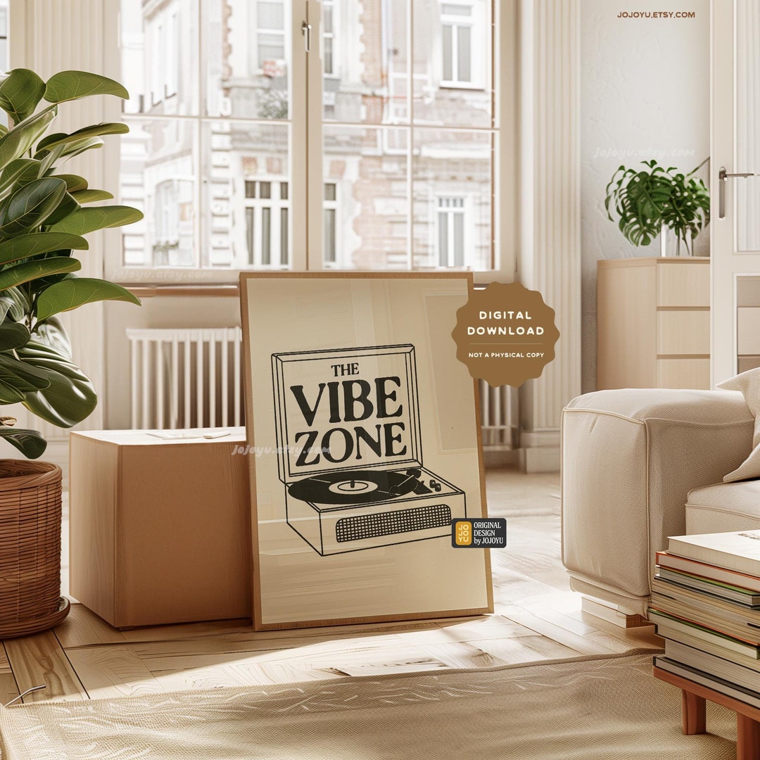 The Vibe Zone Retro Vinyl Record Player Wall Art, Play Music Lover Room ...