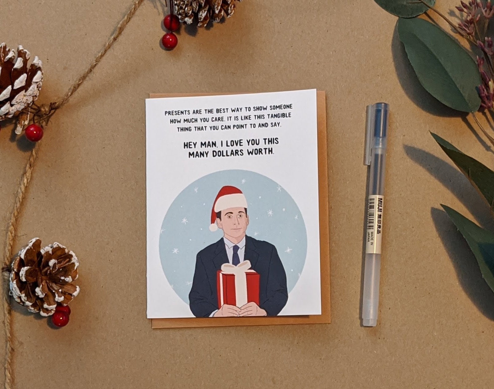 the-office-inspired-christmas-holiday-cards-with-brown-kraft-etsy