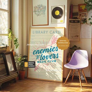 Bookish Enemies to Lovers Wall Art Retro Book Lover Poster Decor for ...