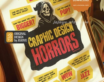Horrors of Graphic Design Poster, Funny Designer Wall Art, Creative Department Office Art Print, Gift Idea for Graphic Designer Artists