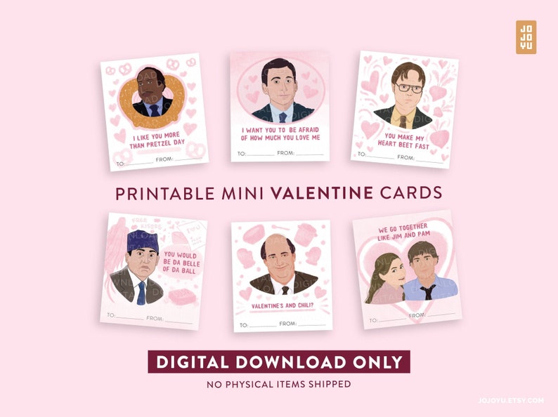 The Office Inspired Printable Mini Valentine's Day Cards, Instant ...
