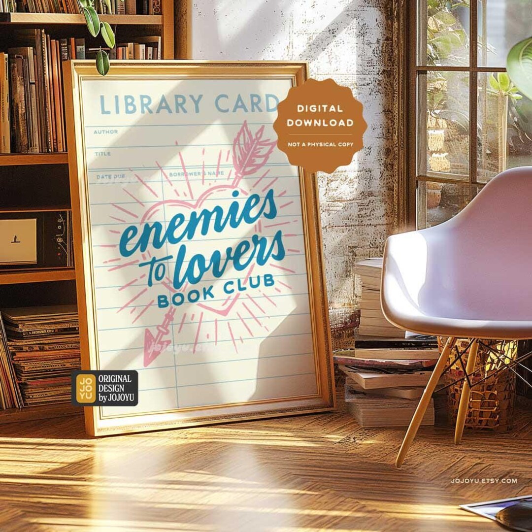Bookish Enemies to Lovers Wall Art Retro Book Lover Poster Decor for ...