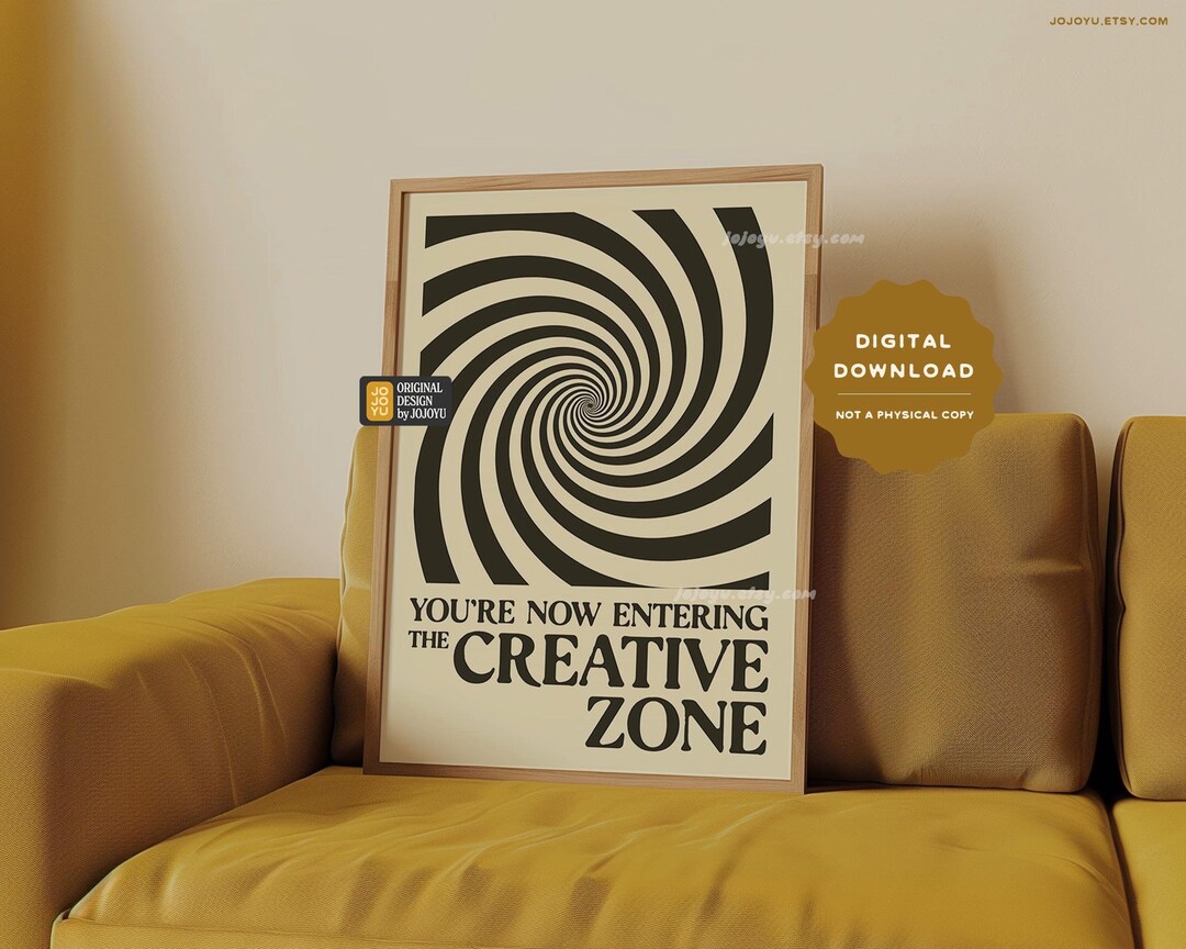 The CREATIVE ZONE Wall Art, Retro Creativity Inspiration Poster, Home ...