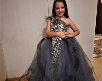 Powdery dress for girls dress tulle Nice dress elegant dress child dress dress with sequins fluffy dress