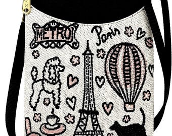 Paris Tapestry-telefonväska, Eiffeltornets reseväska, justerbar rem