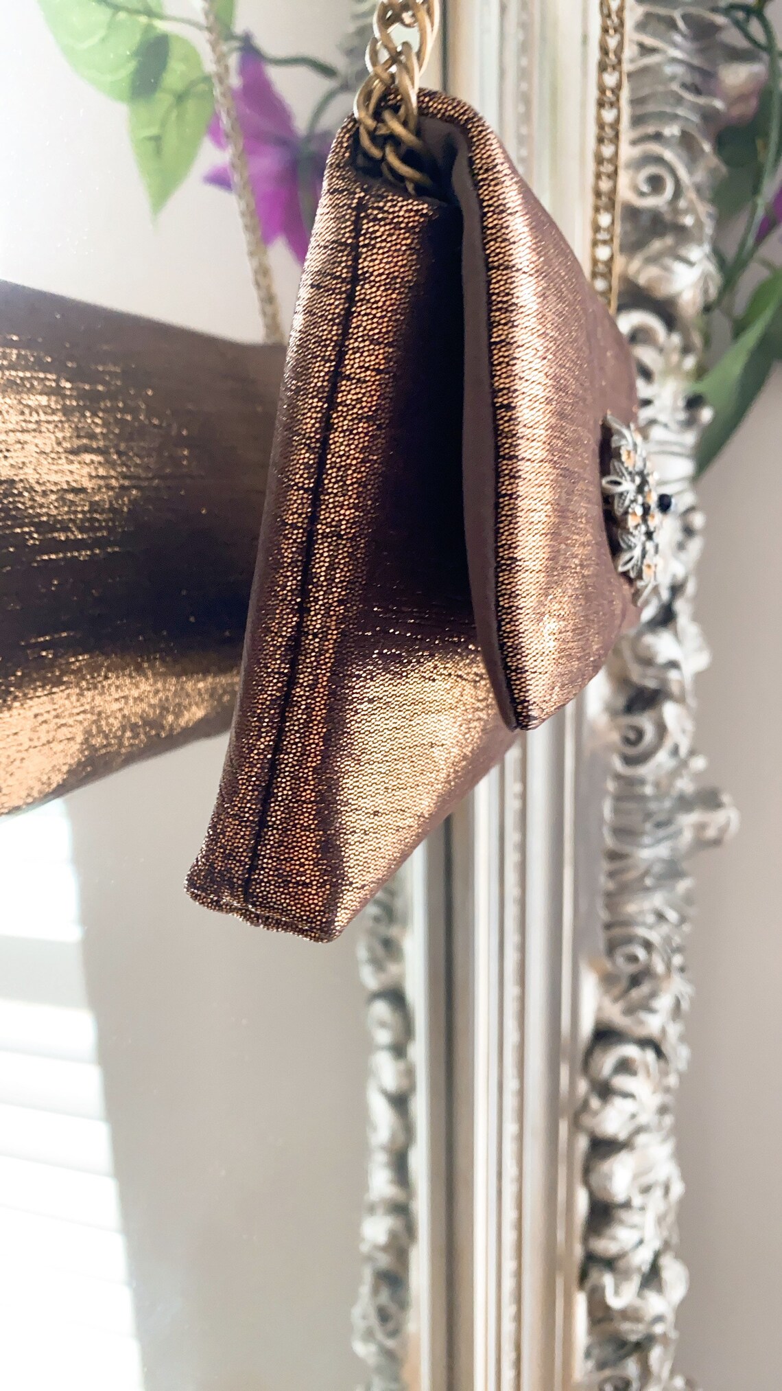 Pequeño clutch de bronce gema de verano hecho de cuero Etsy España