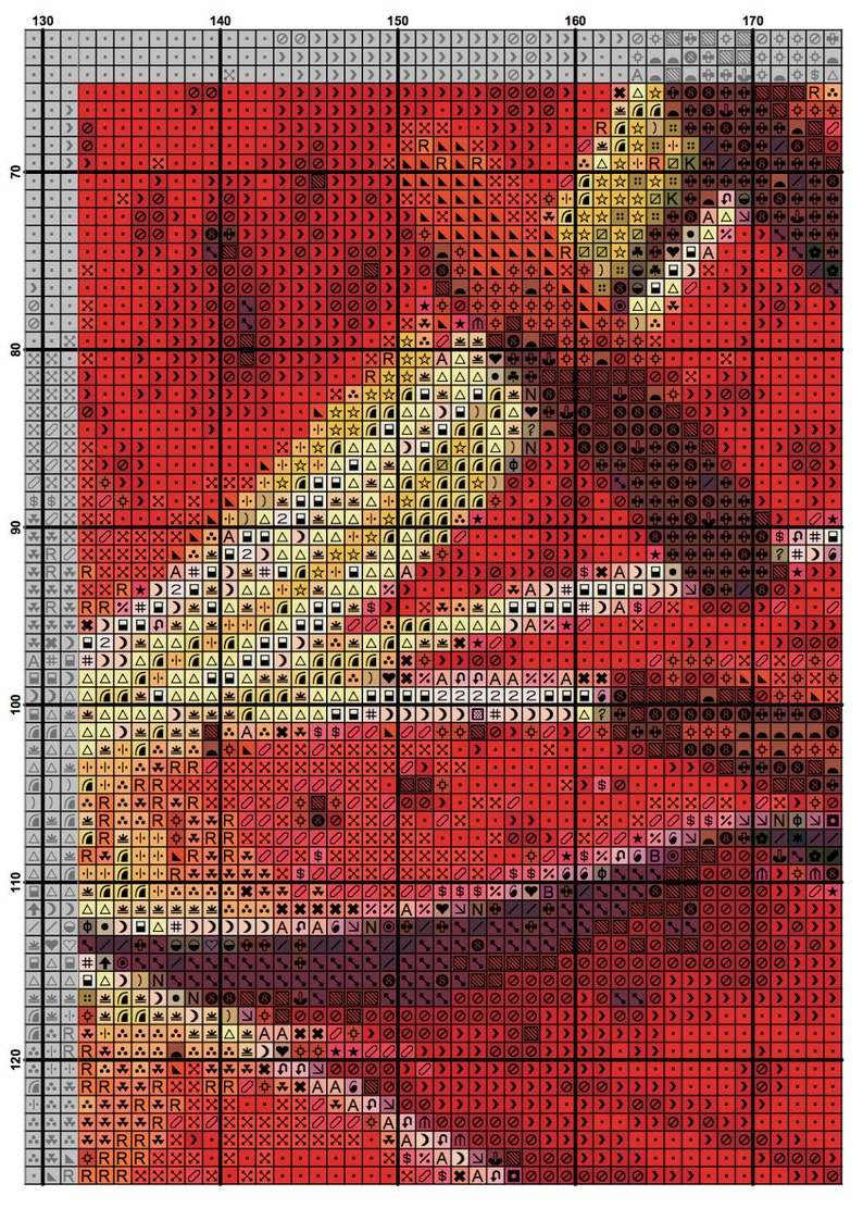 Floral Counted Cross Stitch Pattern Large Cross Stitch Chart Etsy