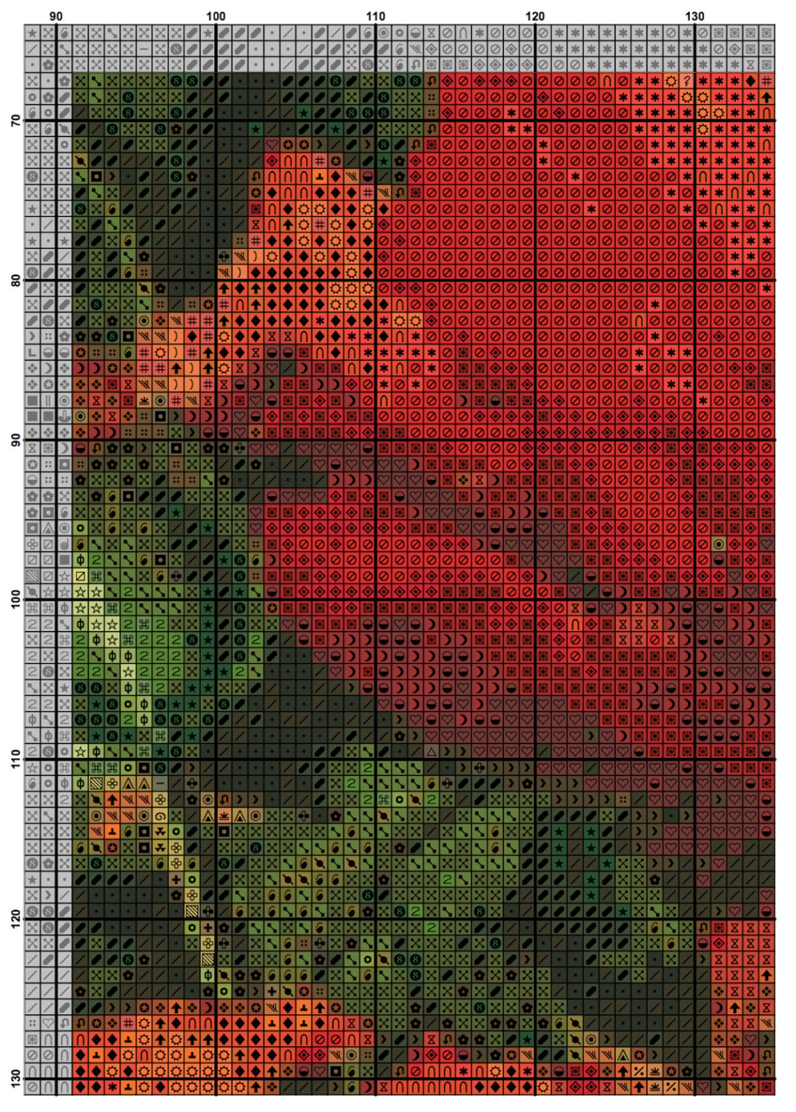 Poppy Counted Cross Stitch Pattern Large Cross Stitch Chart Etsy