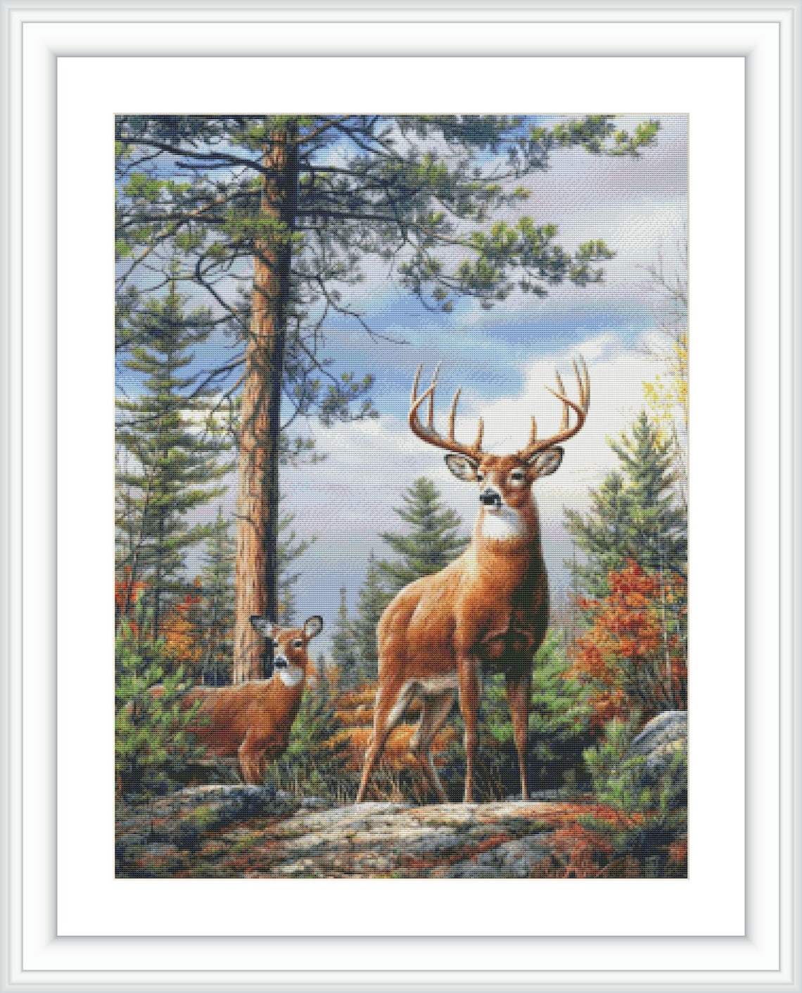Deer Counted Cross Stitch Pattern Large Cross Stitch Chart Etsy