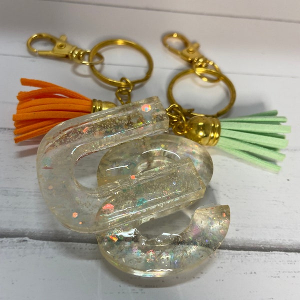 SALE: Clear Initial Keychain| Resin Keychain| Novelty Keychain