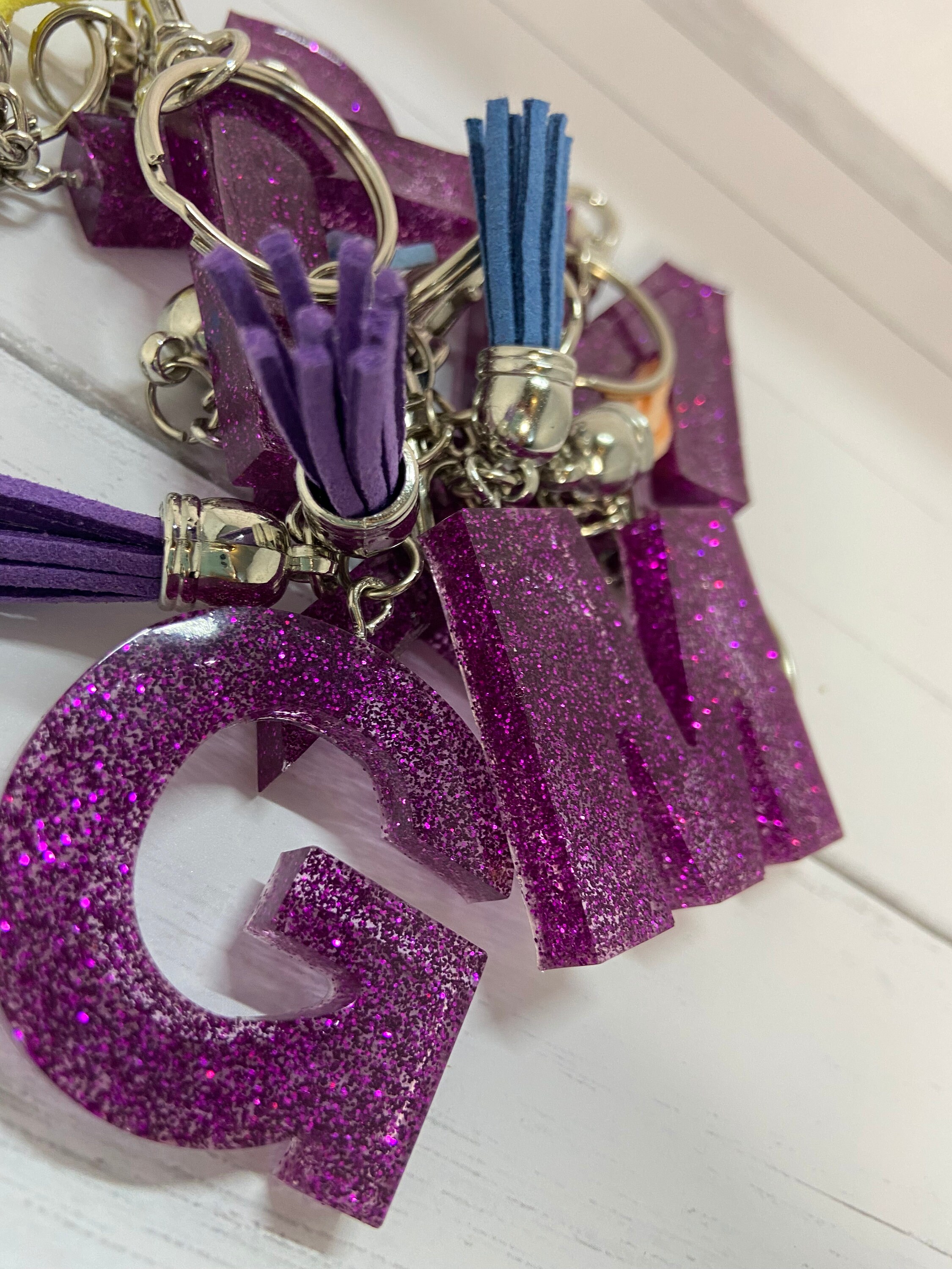 Glitter initial keychain shop