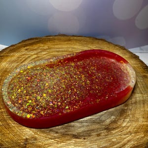 Red and White Resin Tray | Nightstand Tray | Jewelry Dish