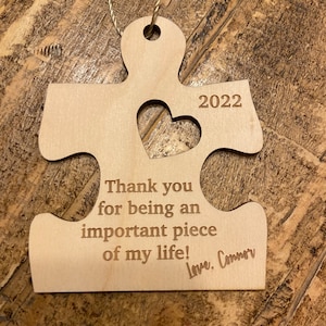 Puzzle piece Thank you for being important piece of my life ornament personalized