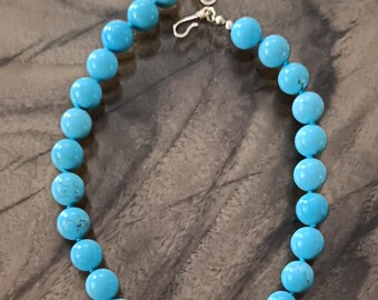 12mm TURQUIOSE HOWLITE natural bead Necklace, Hand-knotted