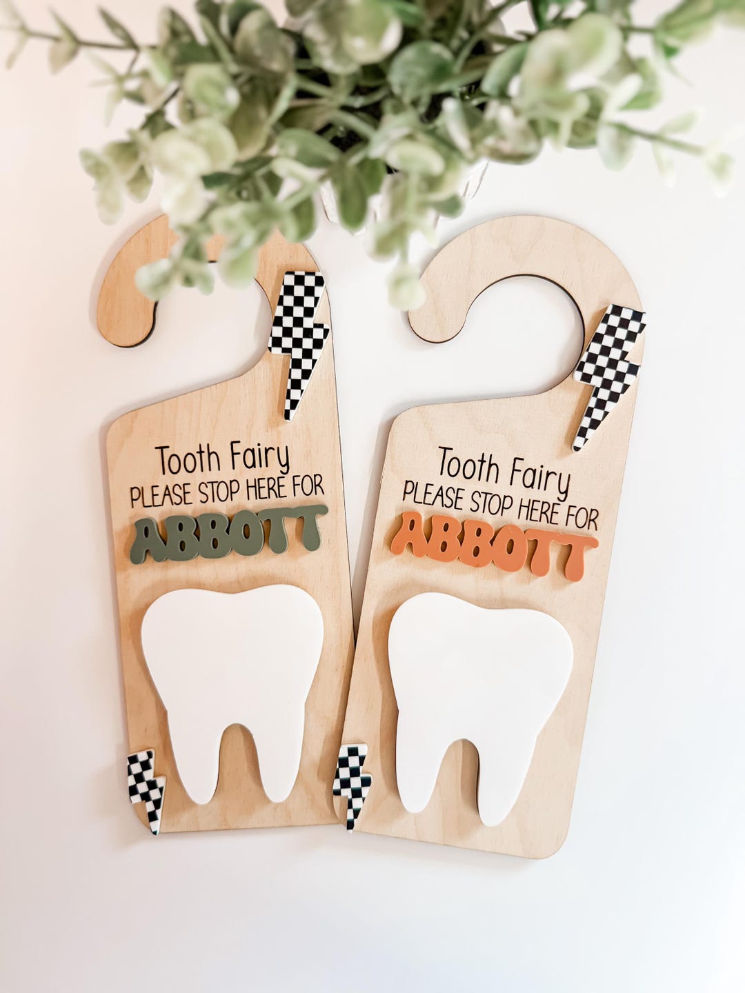 Personalized Tooth Fairy Door Hanger Keepsake Floral and Bolt Style for ...