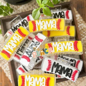 Softball and Baseball Mom Claw Hair Clips