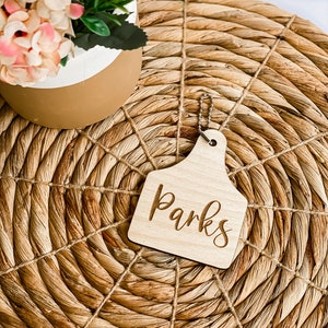 Cow tag keychain personalized