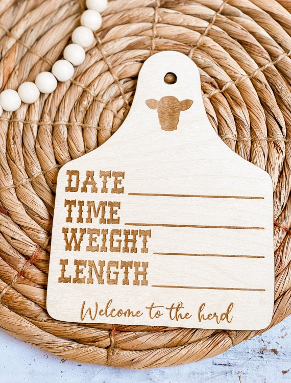Cow Tag Baby hospital sign SVG DIGITAL laser file
