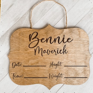 Birth announcement door hanger