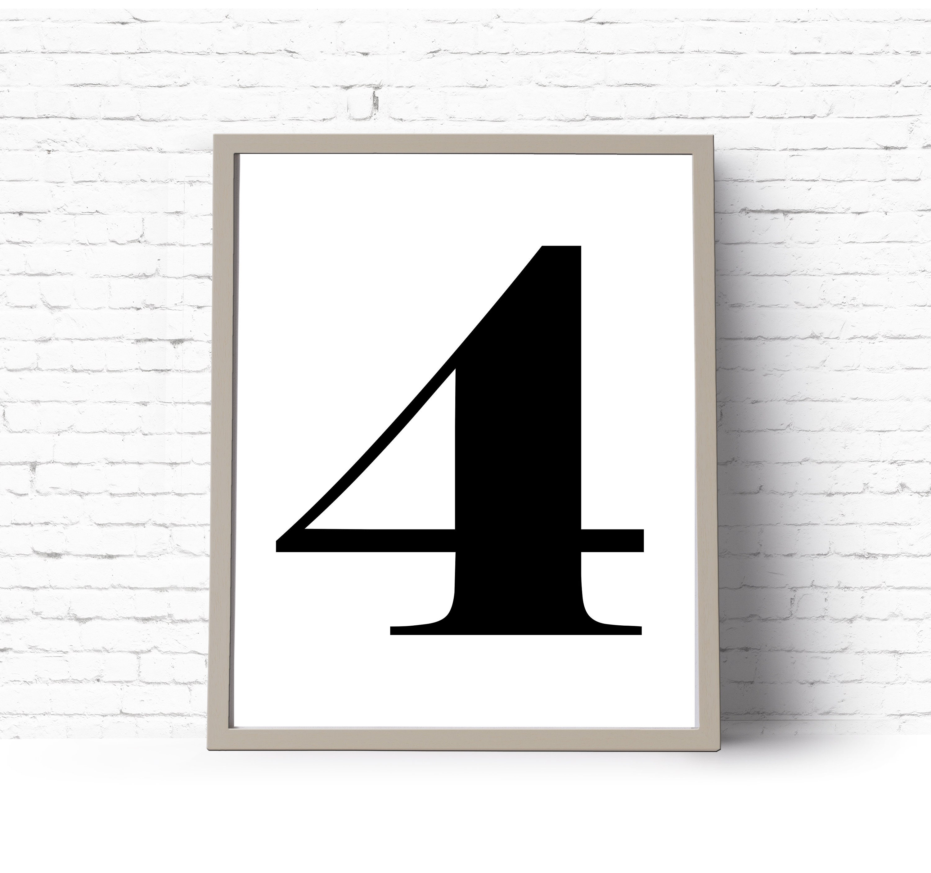 Number 4 Print // Instant Download Printable Art // Typography Print ...