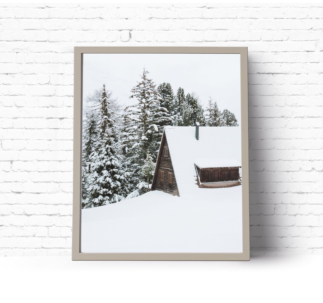 Instant Download Printable Art. Winter Photography. Snow Covered Cabin ...