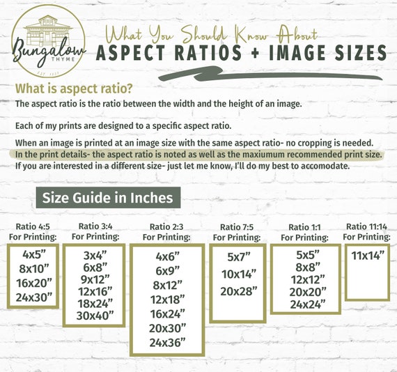 11x14 Aspect Ratio Chart